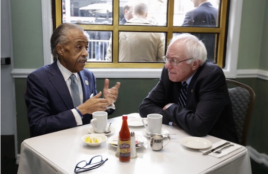 Bernie Sanders Having Breakfast with Rev Al Sharpton at Sylvia's in Harlem