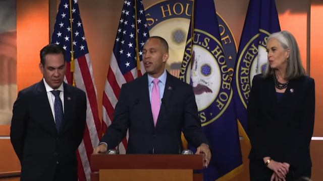 Hakeem Jeffries, Katherine Clark, and  Pete Agular after elections on  2022-11-30