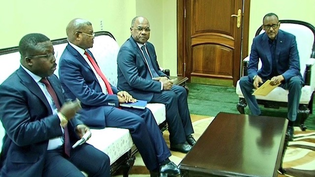DRC She Okitundu, KalevMutondo, Delphin Kahimbi meet Paul Kagame, Kigali, Jul, 29, 2018