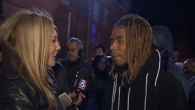 Willie Maxwell Fetty Wap talks to media  after distributing Thanksgiving turkeys in Patterson