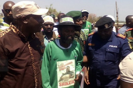 Militia Commander Gedeon Kyungu Mukanda Surrenders in Oct 2016,  wearing a shirt with Joseph Kabila's image 