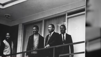 Rev. Dr  Martin Luther King Jr and Rev Jesse Jackson Sr in Memphis, TN on  April 04, 1968